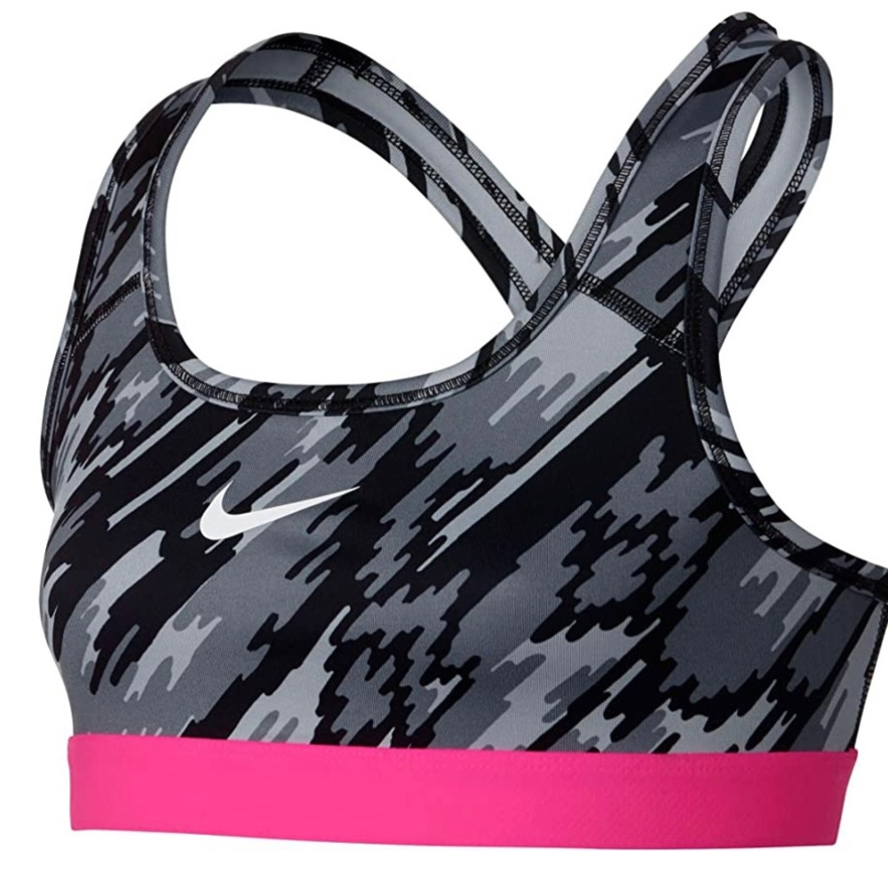 Nike Dri-Fit | Black, Grey and Pink Printed Sports Bra